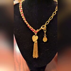 R. J. G. Pink Ribbon Gold Woven Necklace